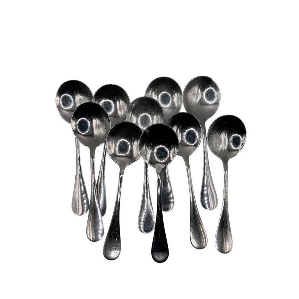 Set Of 10 Winco Retro Stainless Steel Teaspoons With Elegant Curved Handles